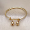 Oro Laminado Individual Bangle, Gold Filled Style Rattle Charm Design, Polished, Golden Finish, 07.168.0026 (03 MM Thickness, One size fits all)