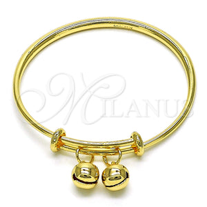 Gold Filled Jewelry — Individual Bangle Rattle Charm Design Polished 07. 03 — main product view — SKU 154575 | Oro Laminado joyería — Individual Bangle Rattle Charm diseño pulido 07. 03 — SKU 154575