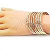 Oro Laminado Semanario Bangle, Gold Filled Style Flower Design, Diamond Cutting Finish, Golden Finish, 07.168.0027 (04 MM Thickness, Size 4 (2.25 Diameter))
