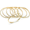Oro Laminado Semanario Bangle, Gold Filled Style Flower Design, Diamond Cutting Finish, Golden Finish, 07.168.0027 (04 MM Thickness, Size 4 (2.25 Diameter))