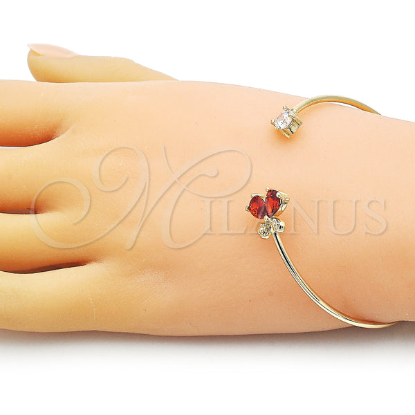 Gold Filled Jewelry — Individual Bangle Butterfly Design with Garnet and White — alternate product view — SKU 154577 | Oro Laminado joyería — Individual Bangle Butterfly diseño with Garnet and blanco — SKU 154577