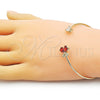 Oro Laminado Individual Bangle, Gold Filled Style Butterfly Design, with Garnet and White Cubic Zirconia, Polished, Golden Finish, 07.195.0015 (02 MM Thickness, One size fits all)