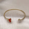 Oro Laminado Individual Bangle, Gold Filled Style Butterfly Design, with Garnet and White Cubic Zirconia, Polished, Golden Finish, 07.195.0015 (02 MM Thickness, One size fits all)