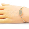 Oro Laminado Individual Bangle, Gold Filled Style Hand of God Design, with White Micro Pave, Polished, Golden Finish, 07.195.0016 (02 MM Thickness, One size fits all)