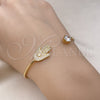 Oro Laminado Individual Bangle, Gold Filled Style Hand of God Design, with White Micro Pave and White Cubic Zirconia, Polished, Golden Finish, 07.195.0017 (02 MM Thickness, One size fits all)