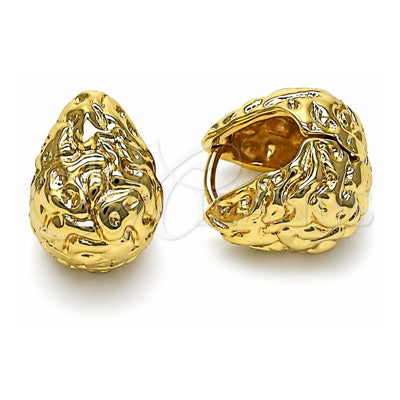 Oro Laminado Huggie Hoop, Gold Filled Style Teardrop Design, Polished, Golden Finish, 02.195.0259.15