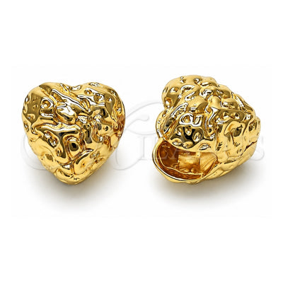 Oro Laminado Huggie Hoop, Gold Filled Style Heart Design, Polished, Golden Finish, 02.195.0260.15