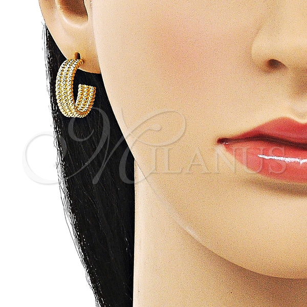Gold Filled Hoop Earrings — Small Hoop Twist Design Polished 02. — alternate product view — SKU 154583 | Oro Laminado aretes de aro — Small Hoop Twist diseño pulido 02. — SKU 154583