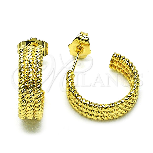 Gold Filled Hoop Earrings — Small Hoop Twist Design Polished 02. — main product view — SKU 154583 | Oro Laminado aretes de aro — Small Hoop Twist diseño pulido 02. — SKU 154583