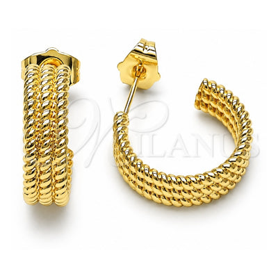 Oro Laminado Small Hoop, Gold Filled Style Twist Design, Polished, Golden Finish, 02.195.0261.20