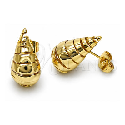Oro Laminado Stud Earring, Gold Filled Style Teardrop and Twist Design, Polished, Golden Finish, 02.195.0263