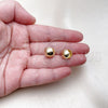 Oro Laminado Huggie Hoop, Gold Filled Style Ball Design, Polished, Golden Finish, 02.156.0675.12