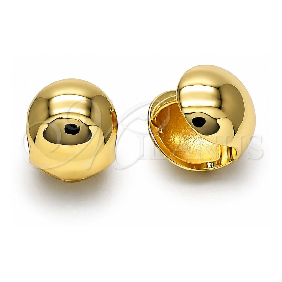Oro Laminado Huggie Hoop, Gold Filled Style Ball Design, Polished, Golden Finish, 02.156.0675.12
