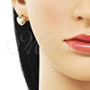 Oro Laminado Stud Earring, Gold Filled Style Heart Design, Polished, Golden Finish, 02.156.0683