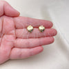 Oro Laminado Stud Earring, Gold Filled Style Heart Design, Polished, Golden Finish, 02.156.0683