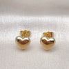 Oro Laminado Stud Earring, Gold Filled Style Heart Design, Polished, Golden Finish, 02.156.0683