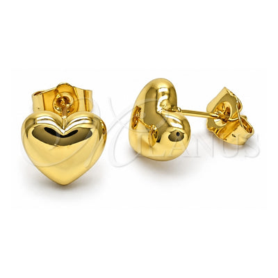 Oro Laminado Stud Earring, Gold Filled Style Heart Design, Polished, Golden Finish, 02.156.0683