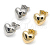 Oro Laminado Stud Earring, Gold Filled Style Heart Design, Polished, Golden Finish, 02.156.0683