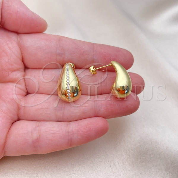 Gold Filled Ring — Stud Earring Teardrop Design with White Micro Pave — alternate product view — SKU 154616 | Oro Laminado anillo — Stud Earring Teardrop diseño with blanco Micro Pave — SKU 154616