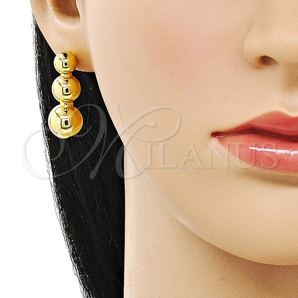 Gold Filled Ring — Long Earring Ball and Hollow Design Polished 02. — alternate product view — SKU 154620 | Oro Laminado anillo — Long Earring Ball and Hollow diseño pulido 02. — SKU 154620