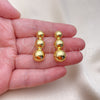 Oro Laminado Long Earring, Gold Filled Style Ball and Hollow Design, Polished, Golden Finish, 02.368.0099