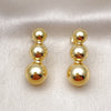 Oro Laminado Long Earring, Gold Filled Style Ball and Hollow Design, Polished, Golden Finish, 02.368.0099