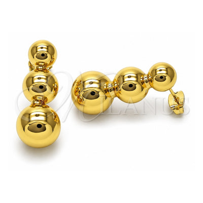 Oro Laminado Long Earring, Gold Filled Style Ball and Hollow Design, Polished, Golden Finish, 02.368.0099