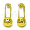 Oro Laminado Dangle Earring, Gold Filled Style Ball Design, Polished, Golden Finish, 02.368.0100