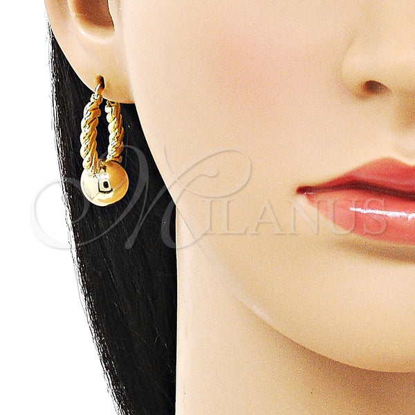 Gold Filled Hoop Earrings — Small Hoop Ball Design Polished 02. — alternate product view — SKU 154630 | Oro Laminado aretes de aro — Small Hoop Ball diseño pulido 02. — SKU 154630