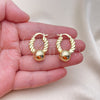 Oro Laminado Small Hoop, Gold Filled Style Ball Design, Polished, Golden Finish, 02.213.0599.20
