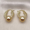 Oro Laminado Small Hoop, Gold Filled Style Ball Design, Polished, Golden Finish, 02.213.0599.20