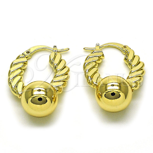 Gold Filled Hoop Earrings — Small Hoop Ball Design Polished 02. — main product view — SKU 154630 | Oro Laminado aretes de aro — Small Hoop Ball diseño pulido 02. — SKU 154630