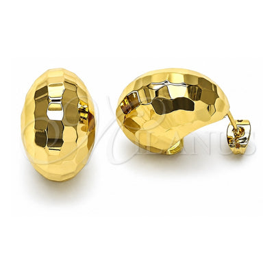 Oro Laminado Stud Earring, Gold Filled Style Disco and Ball Design, Diamond Cutting Finish, Golden Finish, 02.170.0443