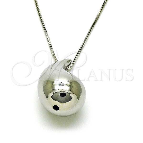 White Gold Filled Necklace — Pendant Necklace Hollow and Teardrop Design Polished 04. — main product view — SKU 154638 | Oro Laminado Blanco collar — Pendant Necklace Hollow and Teardrop diseño pulido 04. — SKU 154638