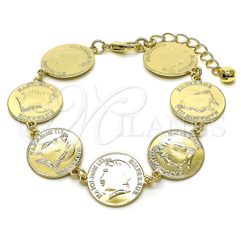Oro Laminado Fancy Bracelet, Gold Filled Style Rolo Design, Polished, Golden Finish, 03.331.0228.08 (20 MM Thickness, 8 Inches Length)