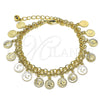 Oro Laminado Charm Bracelet, Gold Filled Style Rolo Design, Polished, Golden Finish, 03.331.0229.08 (07 MM Thickness, 8 Inches Length)