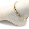 Oro Laminado Basic Anklet, Gold Filled Style Miami Cuban Design, with White Micro Pave, Polished, Golden Finish, 04.213.0303.10