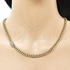Oro Laminado Basic Necklace, Gold Filled Style Miami Cuban Design, with White Micro Pave, Polished, Golden Finish, 04.213.0303.18 (06 MM Thickness, 18 Inches Length)