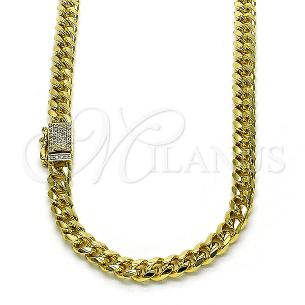 Gold Filled Necklace — Basic Necklace Miami Cuban Design with White Micro — main product view — SKU 154648 | Oro Laminado collar — básico Necklace Miami Cuban diseño with blanco Micro — SKU 154648