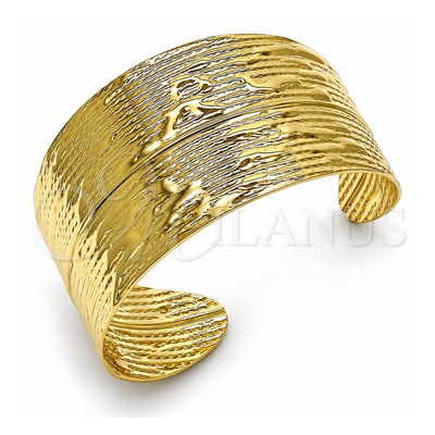 Oro Laminado Individual Bangle, Gold Filled Style Leaf Design, Polished, Golden Finish, 07.213.0007 (35 MM Thickness, One size fits all)