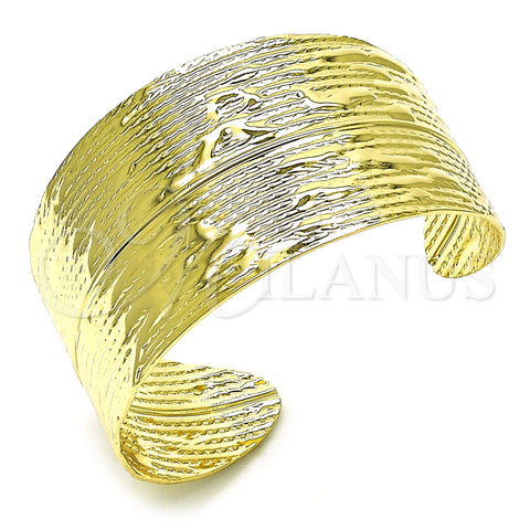 Oro Laminado Individual Bangle, Gold Filled Style Leaf Design, Polished, Golden Finish, 07.213.0007 (35 MM Thickness, One size fits all)
