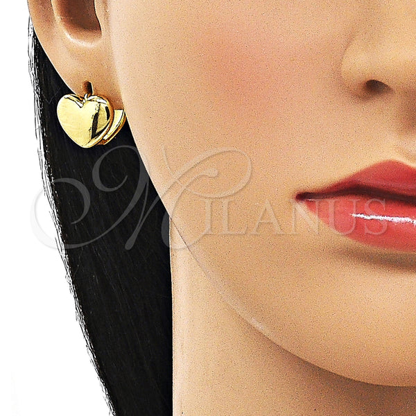 Gold Filled Hoop Earrings — Huggie Hoop Heart Design Polished 02. — alternate product view — SKU 154655 | Oro Laminado aretes de aro — Huggie Hoop corazón diseño pulido 02. — SKU 154655