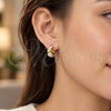 Oro Laminado Huggie Hoop, Gold Filled Style Heart Design, Polished, Tricolor, 02.213.0608.12