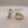 Oro Laminado Huggie Hoop, Gold Filled Style Butterfly Design, Polished, Tricolor, 02.213.0609.12
