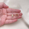 Oro Laminado Huggie Hoop, Gold Filled Style Leaf Design, Polished, Tricolor, 02.213.0612.14