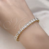 Oro Laminado Tennis Bracelet, Gold Filled Style Square Four Cut Design, with White Cubic Zirconia, Polished, Golden Finish, 03.283.0357.07 (06 MM Thickness, 7 Inches Length)