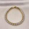 Oro Laminado Tennis Bracelet, Gold Filled Style Square Four Cut Design, with White Cubic Zirconia, Polished, Golden Finish, 03.283.0357.07 (06 MM Thickness, 7 Inches Length)