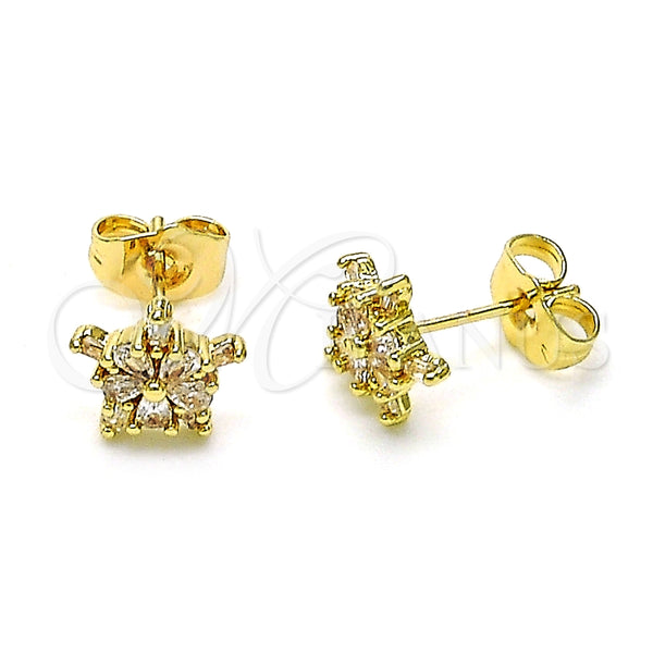 Gold Filled Ring — Stud Earring Star and Flower Design with White — alternate product view — SKU 154701 | Oro Laminado anillo — Stud Earring estrella and flor diseño with blanco — SKU 154701