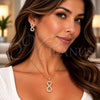Oro Laminado Earring and Pendant Adult Set, Gold Filled Style Infinite Design, with White Micro Pave, Polished, Golden Finish, 10.156.0479
