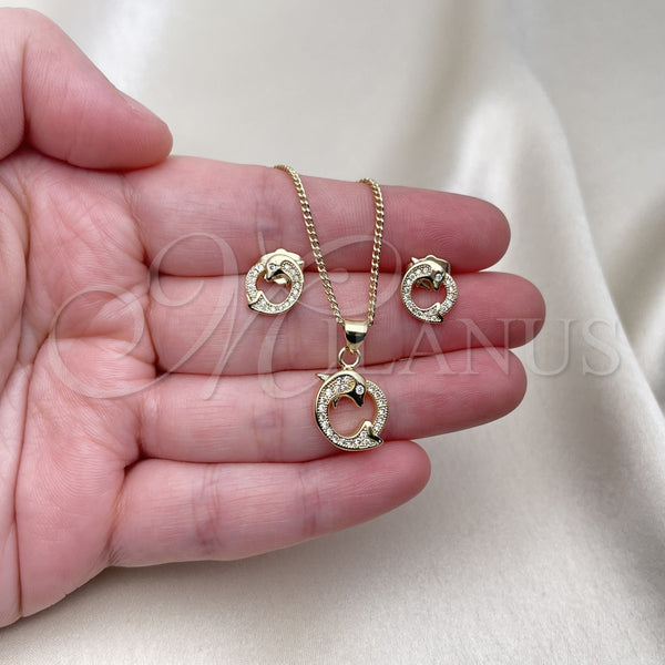 Gold Filled Ring — Earring and Pendant Adult Set Dolphin Design with — alternate product view — SKU 154721 | Oro Laminado anillo — Earring and Pendant Adult Set Dolphin diseño with — SKU 154721